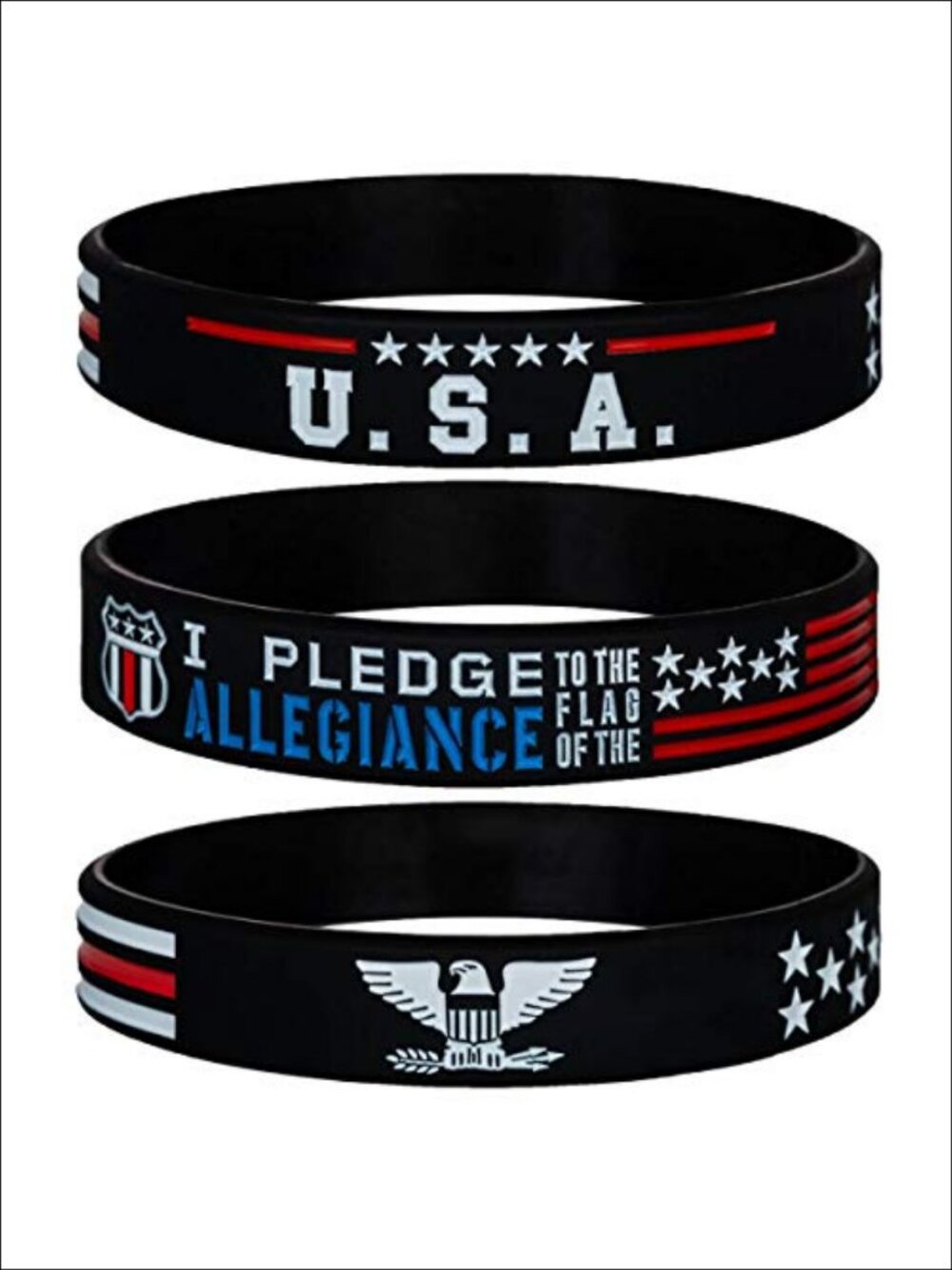 Patriotic Silicone Bracelets Set 3 Prayer Flag Wristbands